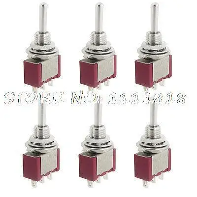 

6 Pcs AC 250V 2A 120V 5A on-off-on SPDT 3 Pins Miniature Momentary Toggle Switch