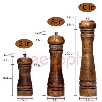 Wooden Salt and Pepper Mill with Strong Adjustable Ceramic Grinder 4