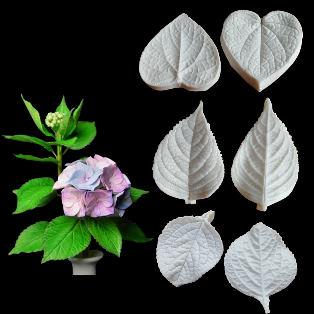 Hydrangea Leaves Silicone Mold Fondant Mould Veiner Chocolate Gumpaste Mold Sugarcraft, Kitchen Tool Cake Decorating Tools C331