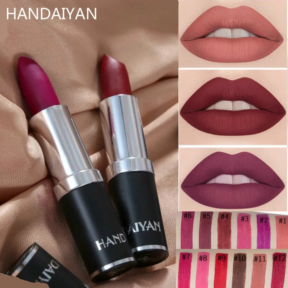 

HANDAIYAN Long Lasting Matte Lipstick Red Soft Matte Lip Cream Waterproof Mate Lip Make Up Lip Stick Matte Nude Lipstick Brand