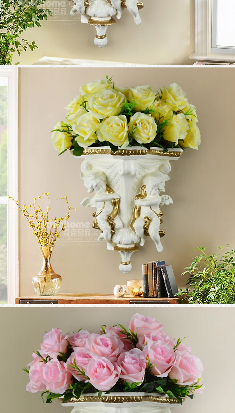 Бежевый Европейский узор креативное моделирование стереоскопическая Цветочная ваза украшение на стену подвесная гостиная цветочный горшок widgets