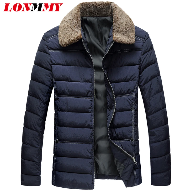 Lonmmy 3XL зима Куртки мужские поддельные лайнер воротник парка мужская толстые плюшевые мужские пальто верхняя одежда модные черные