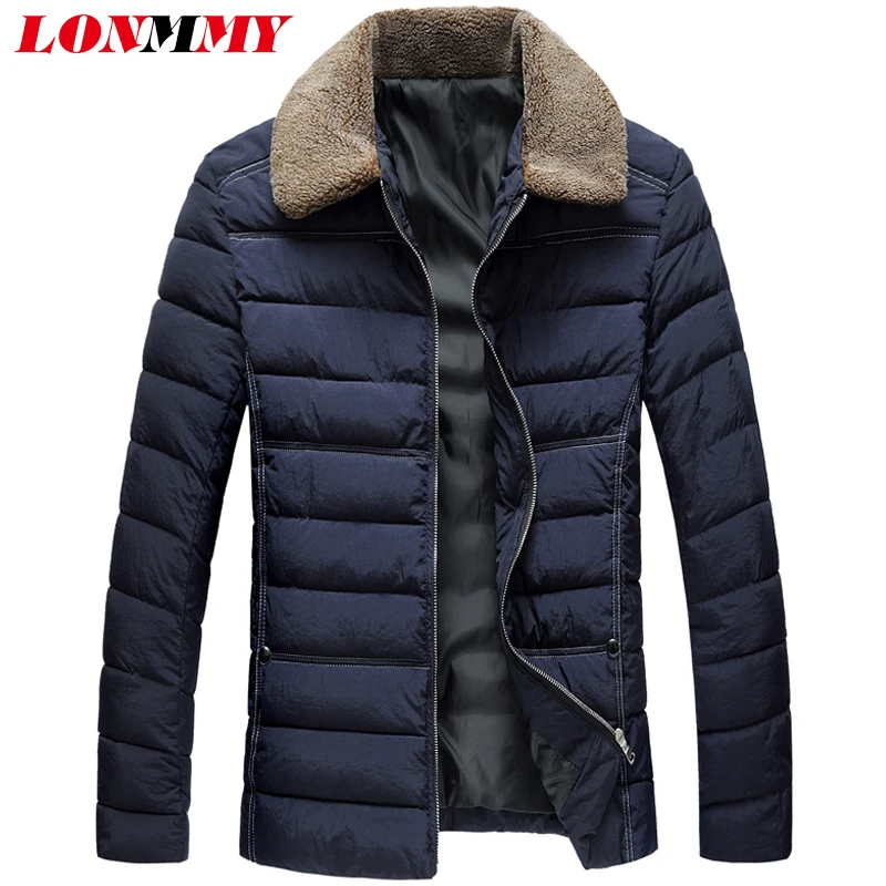 LONMMY 3XL Winter jackets mens Fake liner collar parka men Thick plush