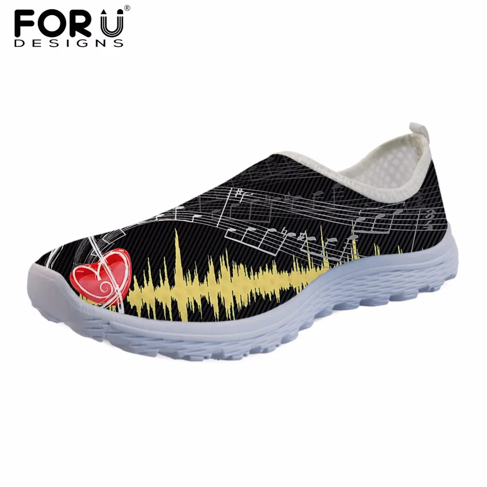 

FORUDESIGNS Musical Note Women Sneakers Flats Fashion Girls Casual Beach Light Loafers Female Summer Slip-on Shoes Woman Walking