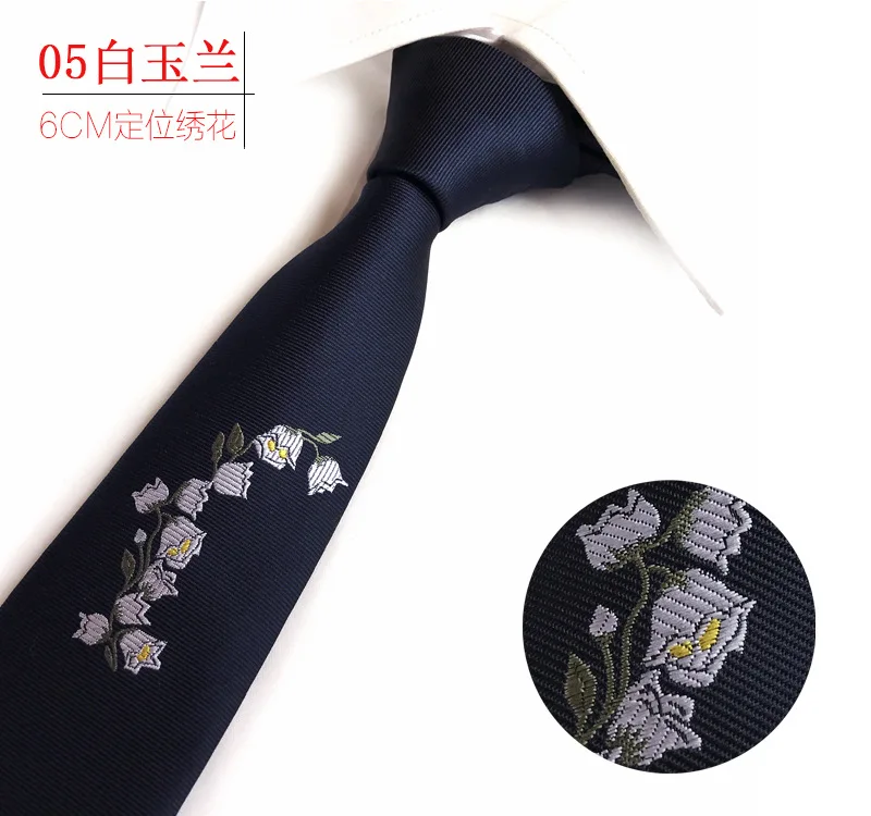 Новая горячая распродажа Роза вышивка тесьма Мода 6 см Магнолия вышивка маркировочные хомуты бизнес повседневный мужской модный костюм аксессуары для галстуков