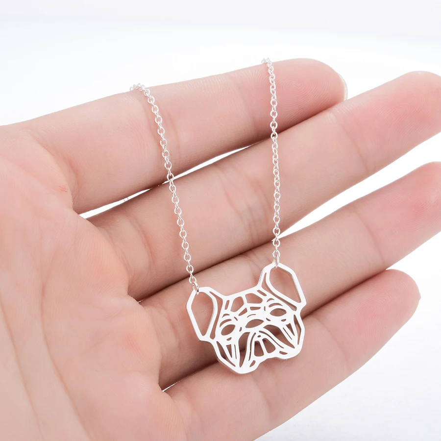 Geometric Dog Necklace Unique Bulldog Necklace Dog Gold Color Pendent Animal Necklace Party