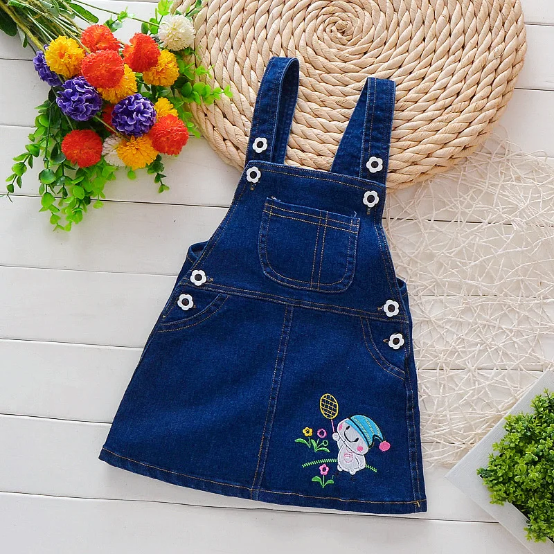 

BibiCola Baby Boys Denim DressToddler Kids Girls Cartoon Suspender Clothes Infants Dress Sundress Clothes For Baby