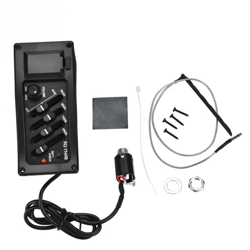 4 Band Preamp EQ Pickups Amplifier Pickup 6.5MM Output for Acoustic Guitar with Pin Guitar Parts