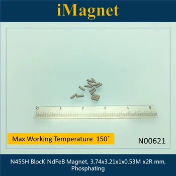 

N00621 N45SH 50pcs Block Rare Earth Neodymium Magnet,3.74x3.21x1x0.53M x2R mm , cuboid NdFeB Magnet ,Fridge Magnet