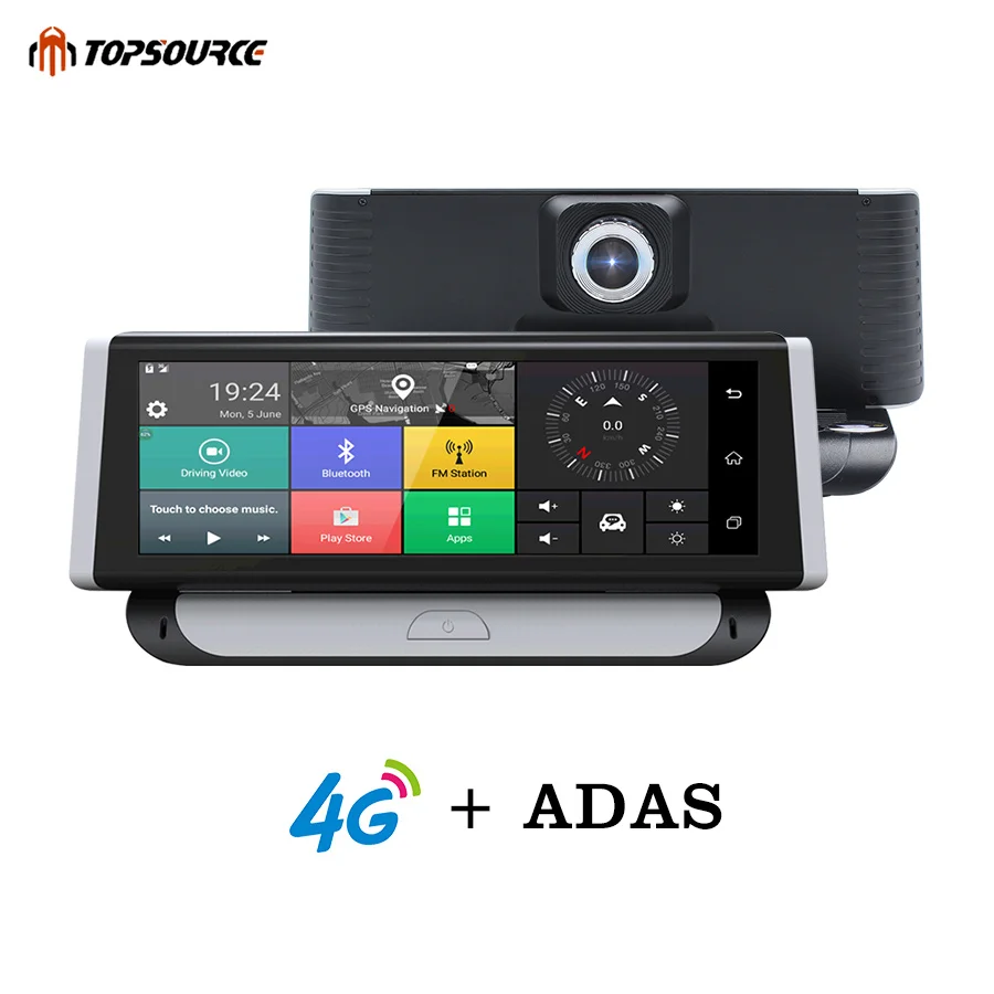 Topsource 7 84 &quotDVR автомобиля Камера 4G ADAS gps навигации 1080 P Android 5 1 видео Регистраторы
