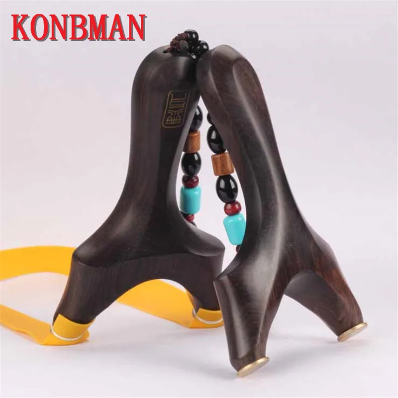 

Ebony Slingshot Hunting Recurve Bow Wooden Catapult with Rubber Band Athletics Outdoor Shooting
