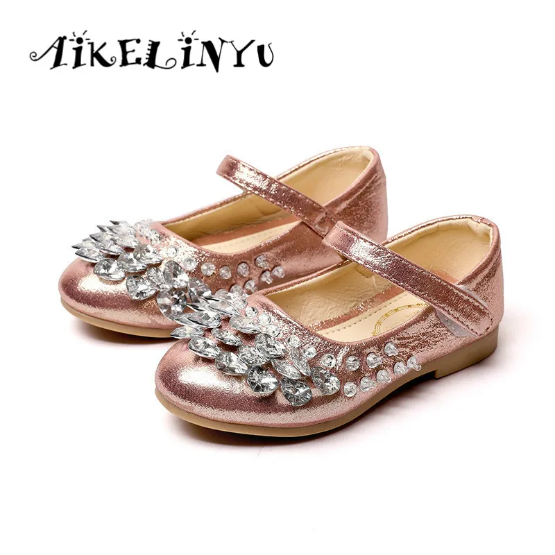 Girl Pink Gold Shoes Party Autumn Kids Princess Wedding Shoes Girl