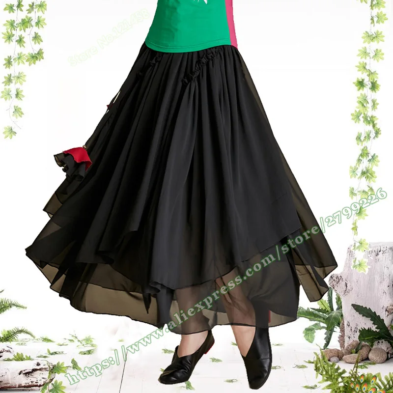 Летняя богемная винтажная юбка больших размеров 5XL 6XL, черная шифоновая юбка для танцев, Женская плиссированная Асимметричная юбка, женский дизайн