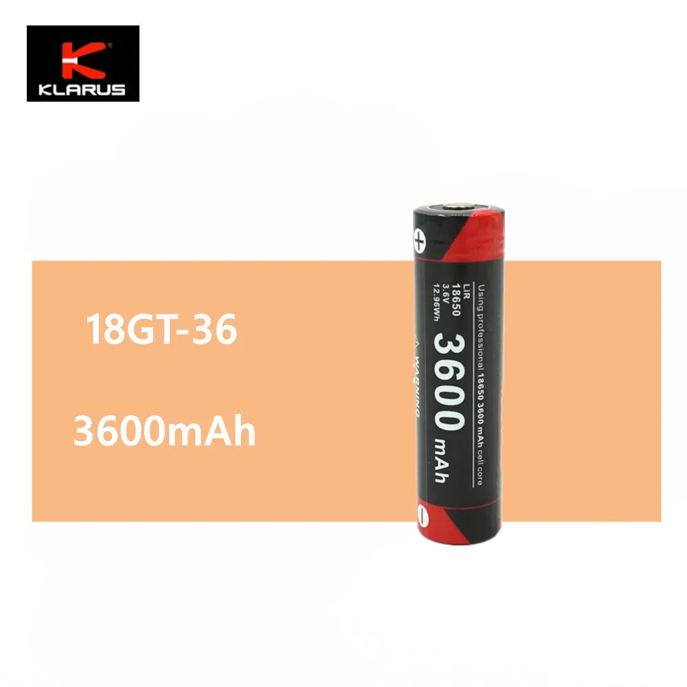 1 шт. Klarus LiR 18650 18GT 36 3600 мАч литий ионная аккумуляторная батарея 3 6 В 12.96Wh Защитная