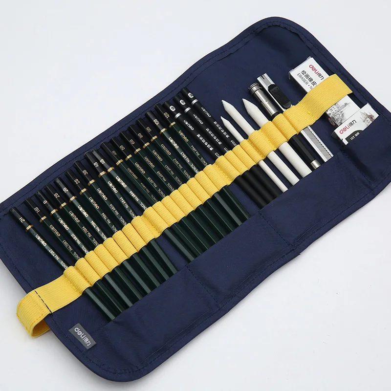 Beste Deli Schets Set 27 stks Schilderij Set Rubber Schets Houtskool Tekening Potlood Utility Art Supplies Student Potlood Gordijn