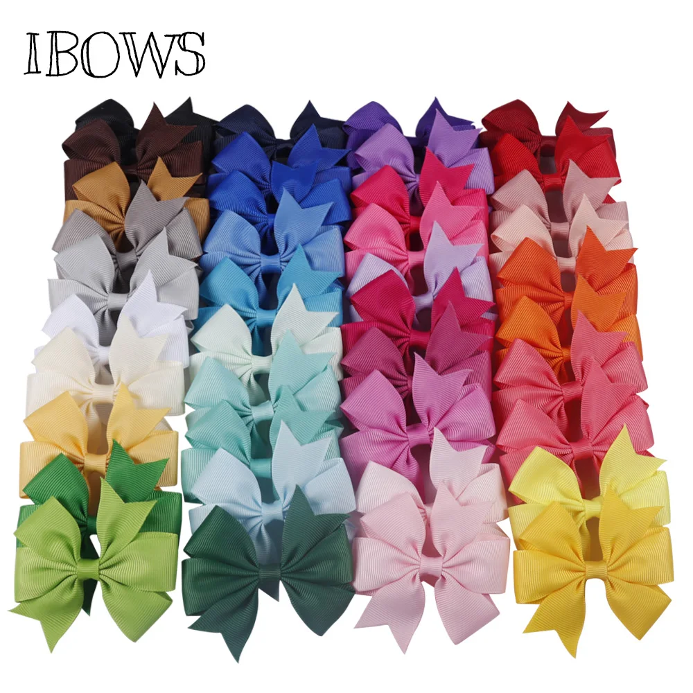 

5 Pcs/lot 3 Inch Solid Color Printed Hairgrips Soft Hair Clips Boutique Handmade Hairbow For Girls Hair Accessories