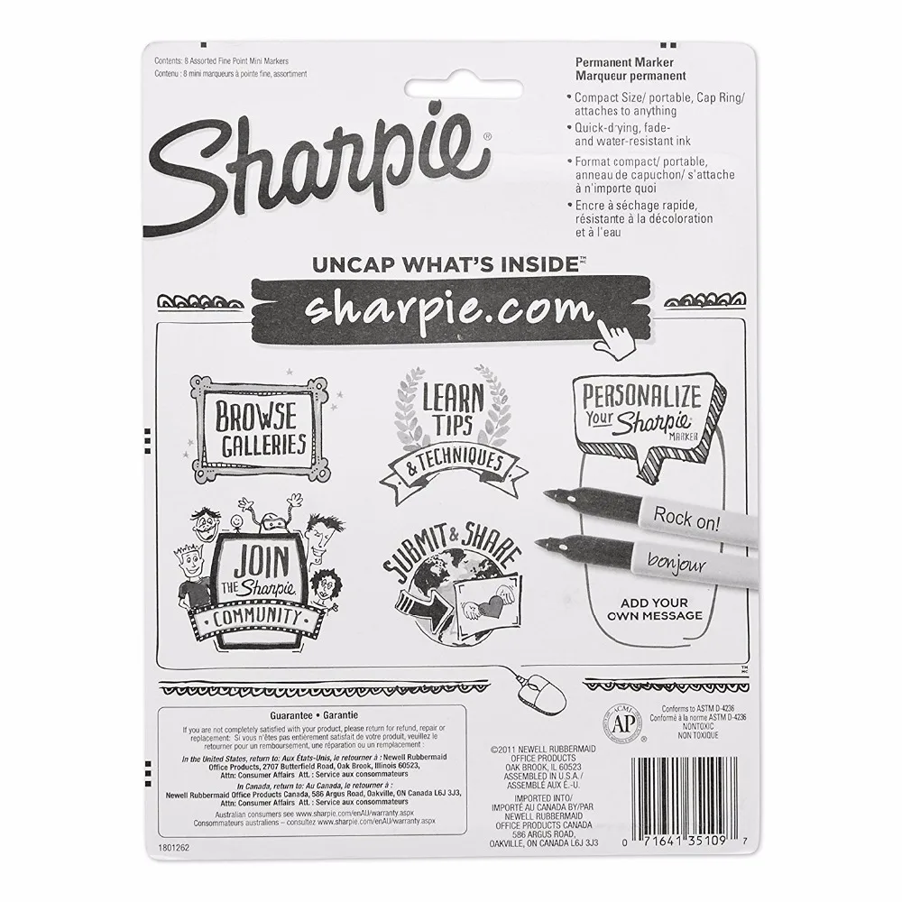Новое поступление! Sharpie мини перманентные художественные маркеры 4 вида цветов