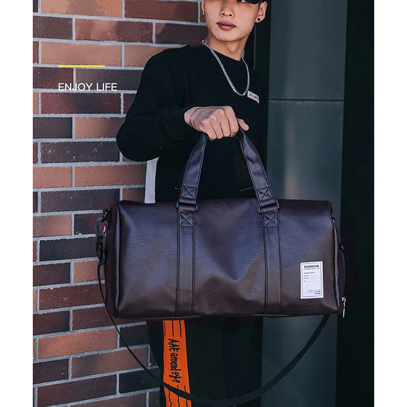 Dry Wet PU Leather Gym Bag Outdoor Travel Handbag For Women Men Waterproof Fitness Training Simming SPorts Shoulder Bags XA170D 4