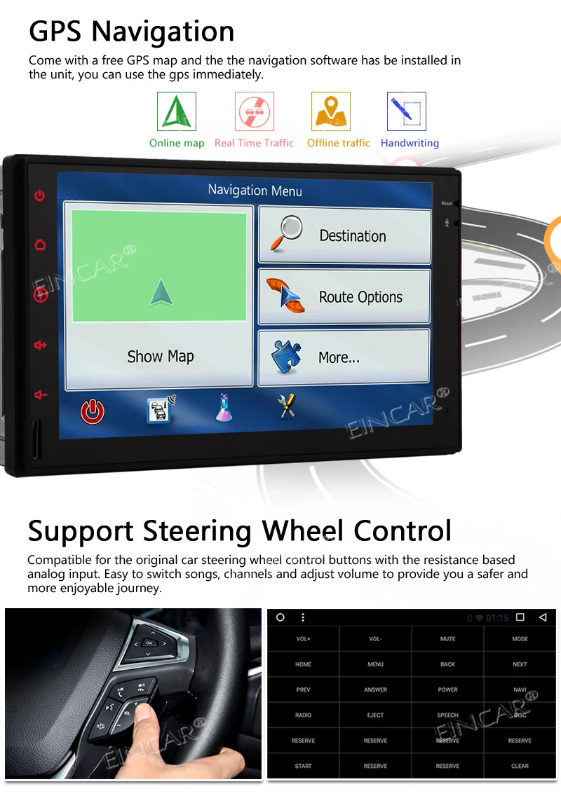 Cheap ouchscreen Octa Core GPS Navigation Android 8.1 Oreo Car Stereo Double Din Head Unit 7 inch 2 din Car Radio Video No DVD Player 4