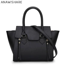 Anawisare женские кожаные сумки черные трапециевидные сумки женские сумки через плечо для девочек дизайнерские сумки на плечо Bolsas Femininas