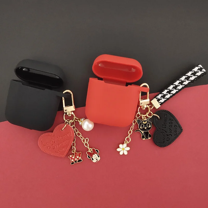 

New Cute Mickey Key Ring Silicone Cover For Apple AirPods Case Bluetooth Earphone Case For Airpods Charging Box Protective Cover