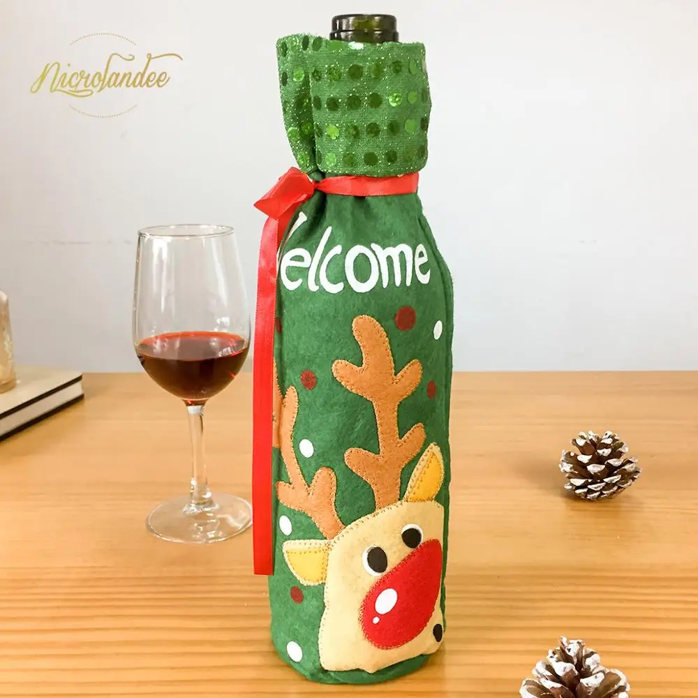 

NICROLANDEE Christmas Wine Bottle Cover Doll Snowman Stocking Gift Holders Navidad Decor New Year Home Party New Decoration DIY