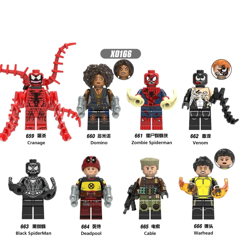 

For FigureS Black Venom Spiderman Iron Man Doctor Strange Cable Warhead Deadpool Model Building Blocks Kits Brick Toys