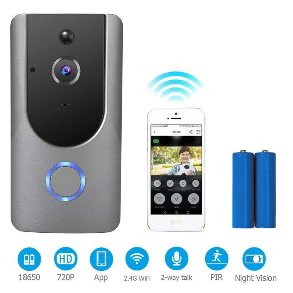 

Yobang Security APP Control Battery Powered Wireless WiFi Video Doorbell IP Camera Visual Door Phone Chime Two Way Audio Doobell