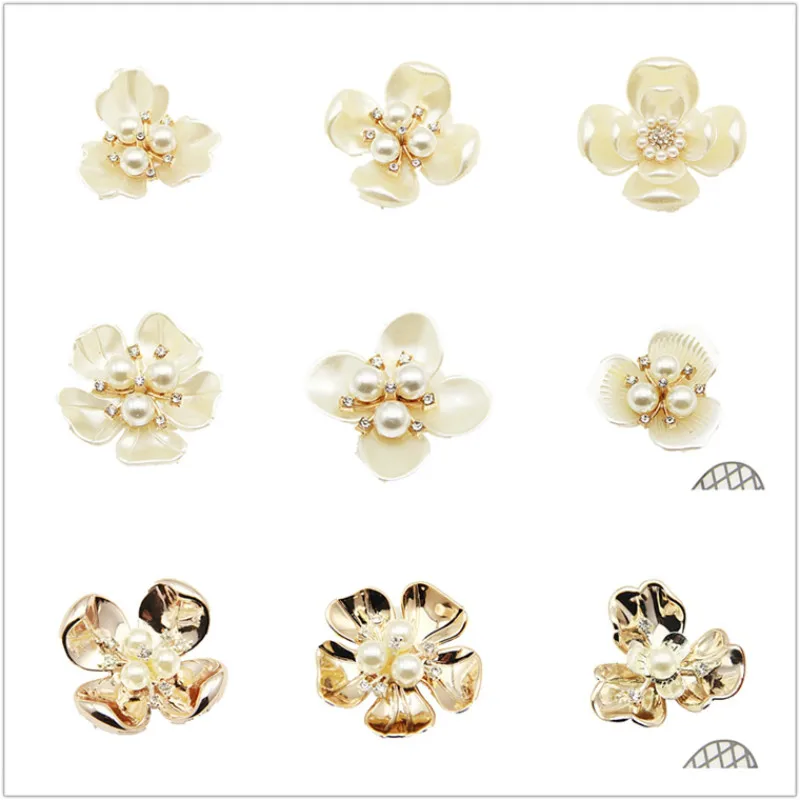 

1 Pc Rhinestone Pearl Decoracion Flower Button Clasp For Women Diy Jewelry Making Charms Hand Made Accessories 24 Styles