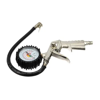 

Air-bleed Button Pistol Grip Trigger Car Air Tire Tyre Inflator Gauge Self-locking Head Shockproof Rubber Built-in Relief Valve