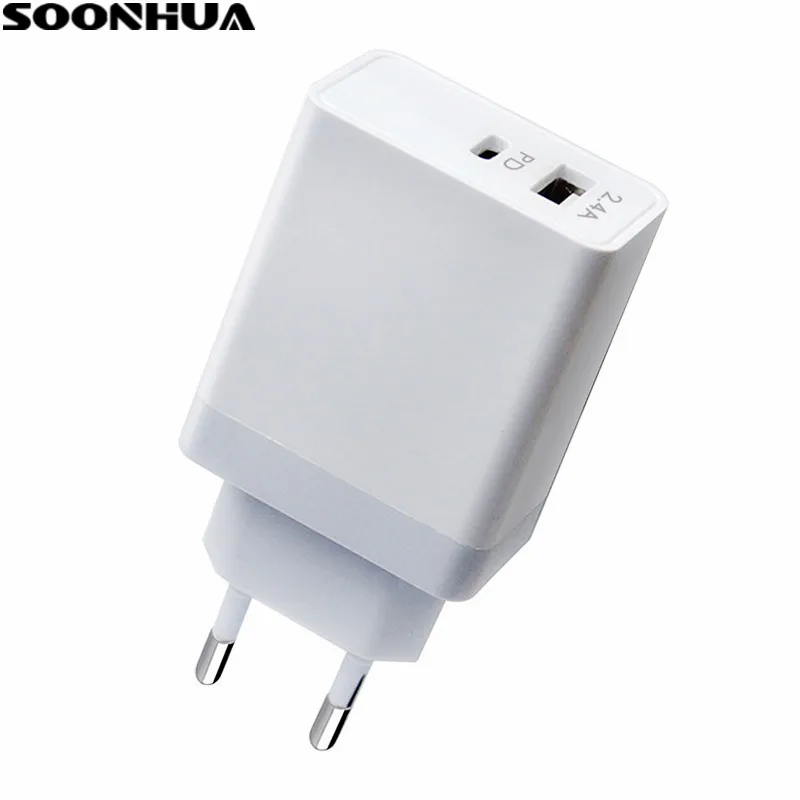 Сетевое зарядное устройство SOONHUA USB Type-C 2 4 А с поддержкой быстрой зарядки |