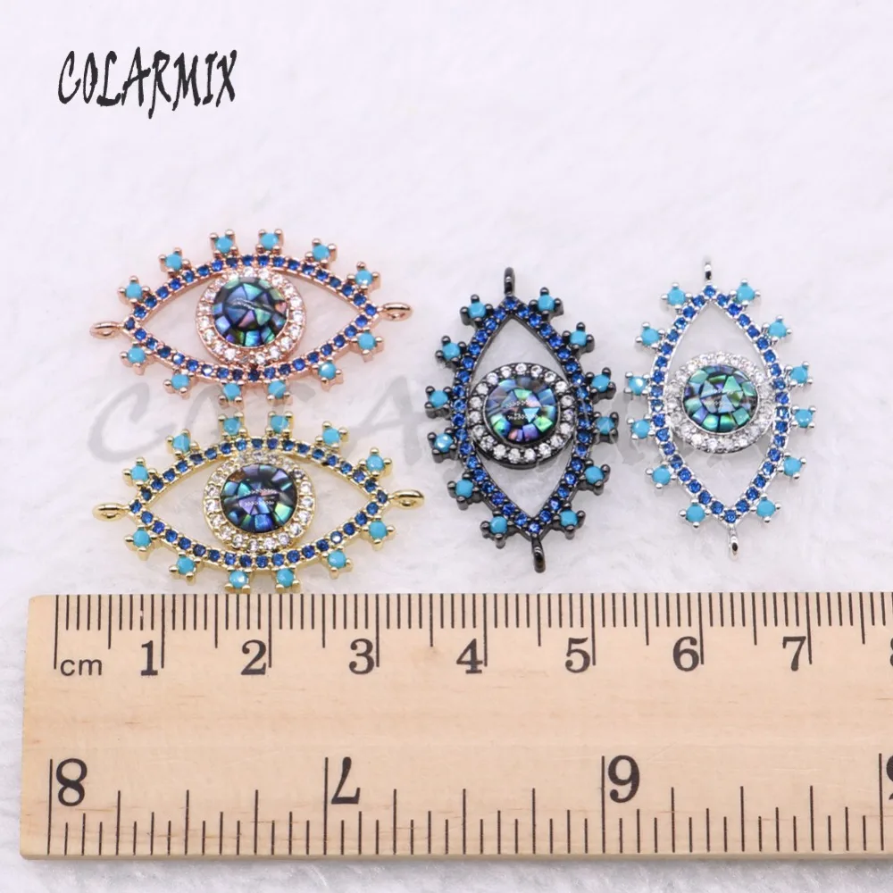 10 pieces eye pendants connector beads for necklace and bracelets micro pave tiny blue stone jewelry pendants finding 4569
