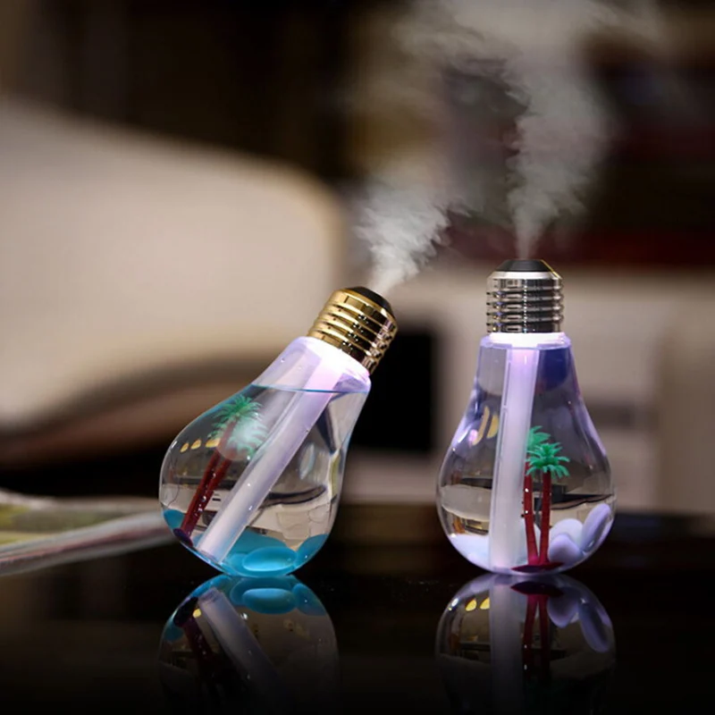 

400ML Bulb Essential Oil Diffuser Ultrasonic LED USB Port Diffuser Difusores Humidifier Plant Tree 3 Colors For Option Aroma