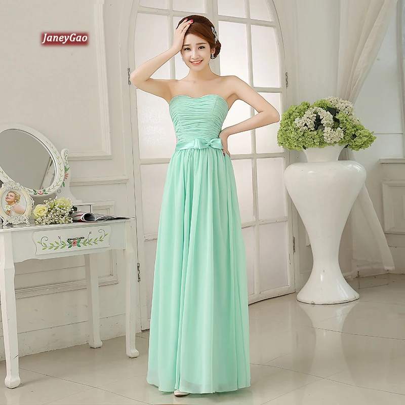 

JaneyGao Bridesmaid Dresses 2019 Elegant Cheap Chiffon Party Gowns Long Mint Green Formal Women Dresses for Wedding Party