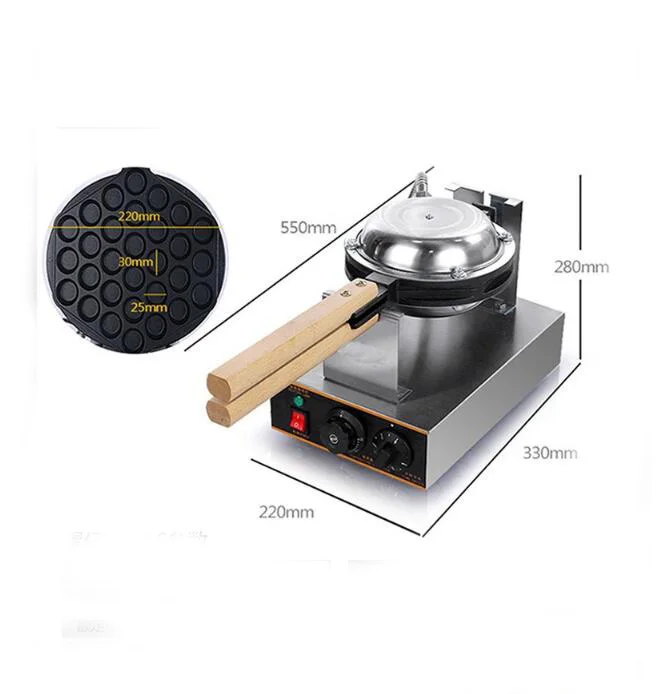 Hong Kong QQ Eggettes Waffle Maker 1500W Electric Waffle Machine Egg Maker Stainless Steel 0-5 Min Timing Max 300 Degree