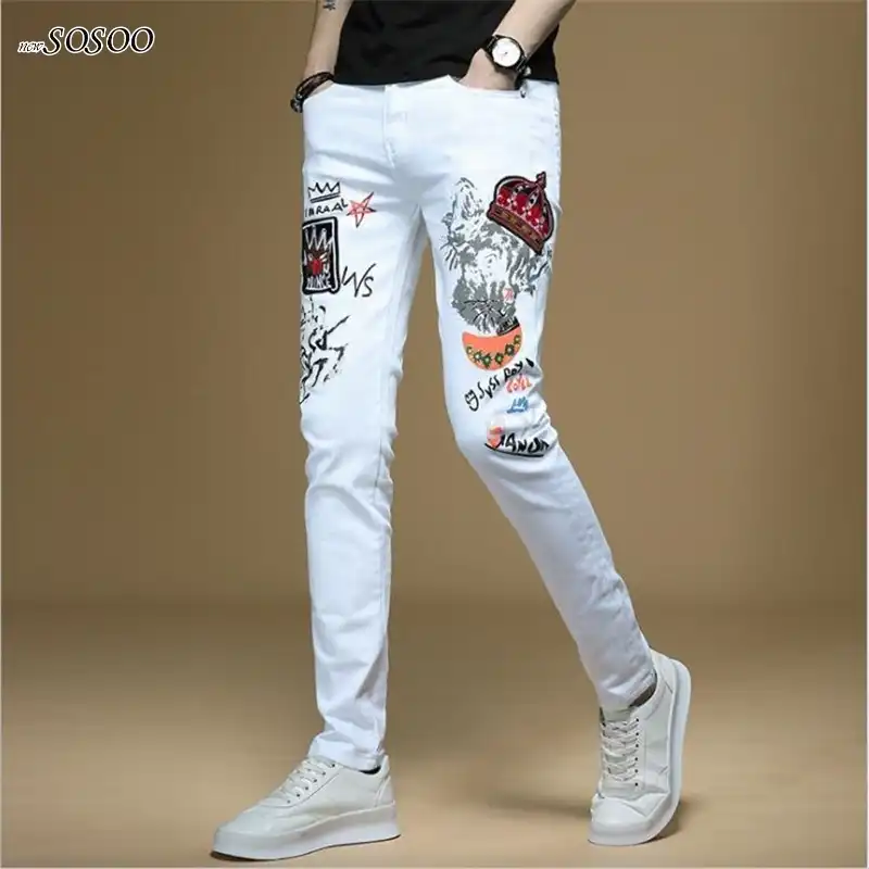 white denim trousers