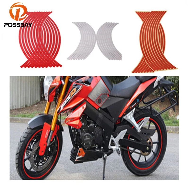 

POSSBAY 17"18"19" Car Styling Motorcycle Autor Reflective Rim Wheel Tape Stripe Sticker Bicycle Motorbike Car Sticker And Decals