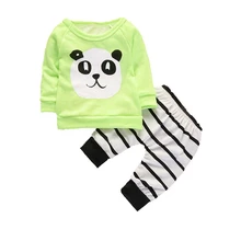 

Fashion Baby Clothing Children Boys Girls Cartoon Panda T-shirt Striped Pants 2Pcs/Sets Spring Autumn Infant Clothes Tracksuits