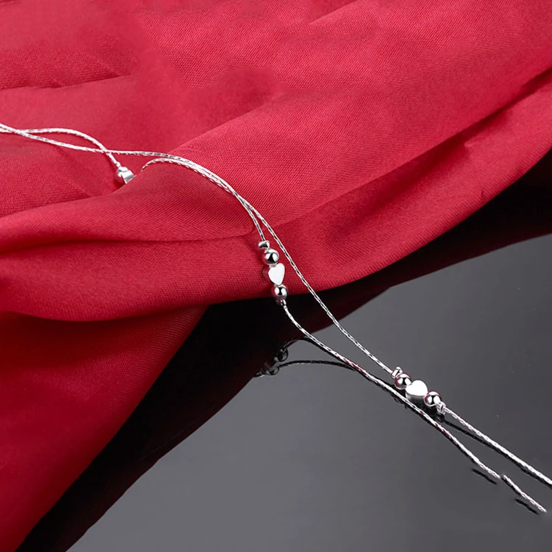 Круглый бисер Персиковое сердце ножной браслет модный серебристый браслет на ногу 925 серебро anklets для женщин бижутерия для ног Шевроле Argent лодыжки