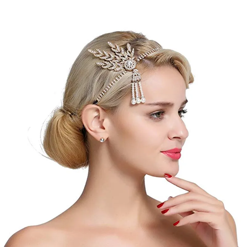 

crystal vintage headbands great GATSBY flapper costume headwear women's Halloween party cosplay Tiaras Crowns Tassels Hair