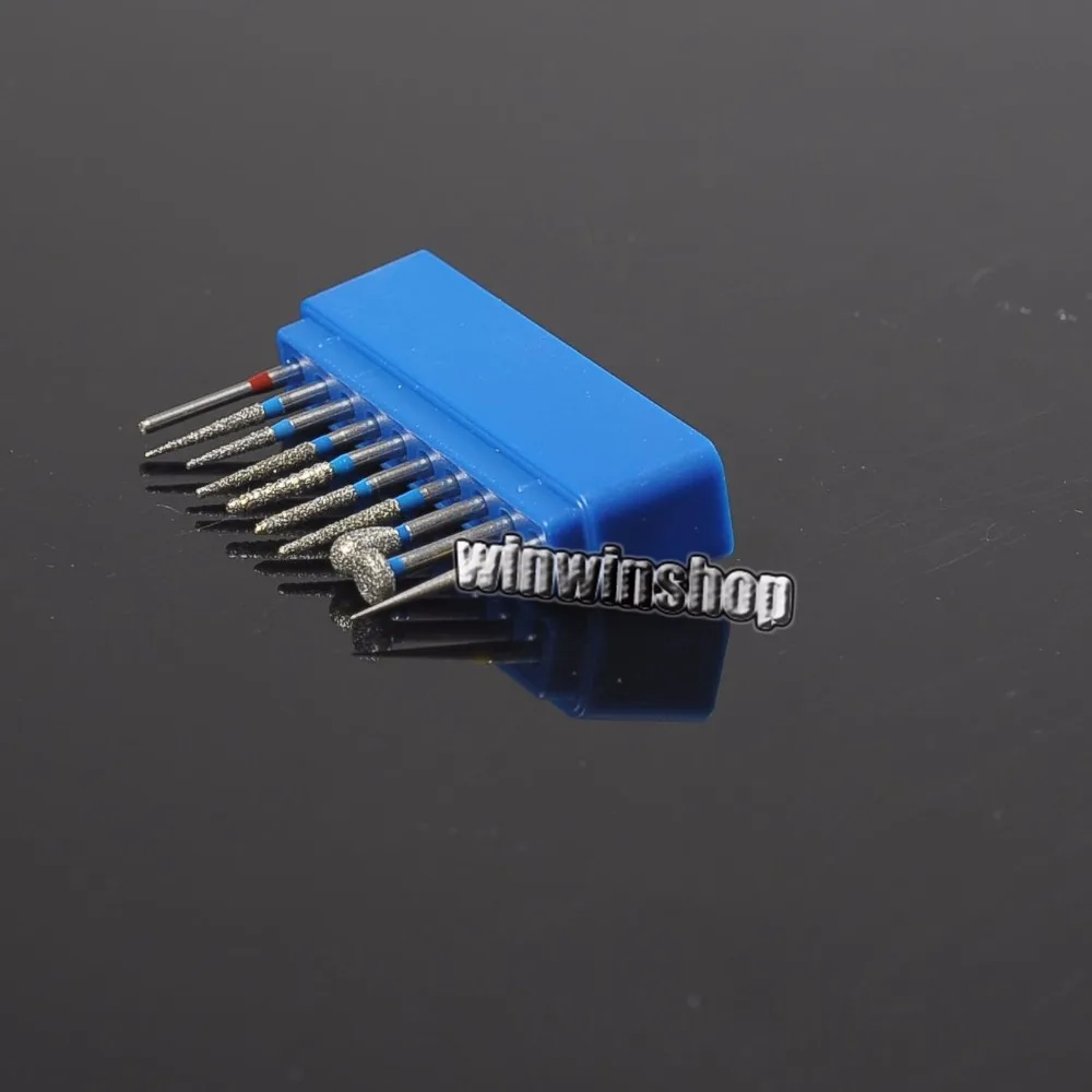 

10 Pcs/set Dental Diamond FG High Speed Drill Burs of For Polishing Smoothing 1.6mm In Blue Burbox
