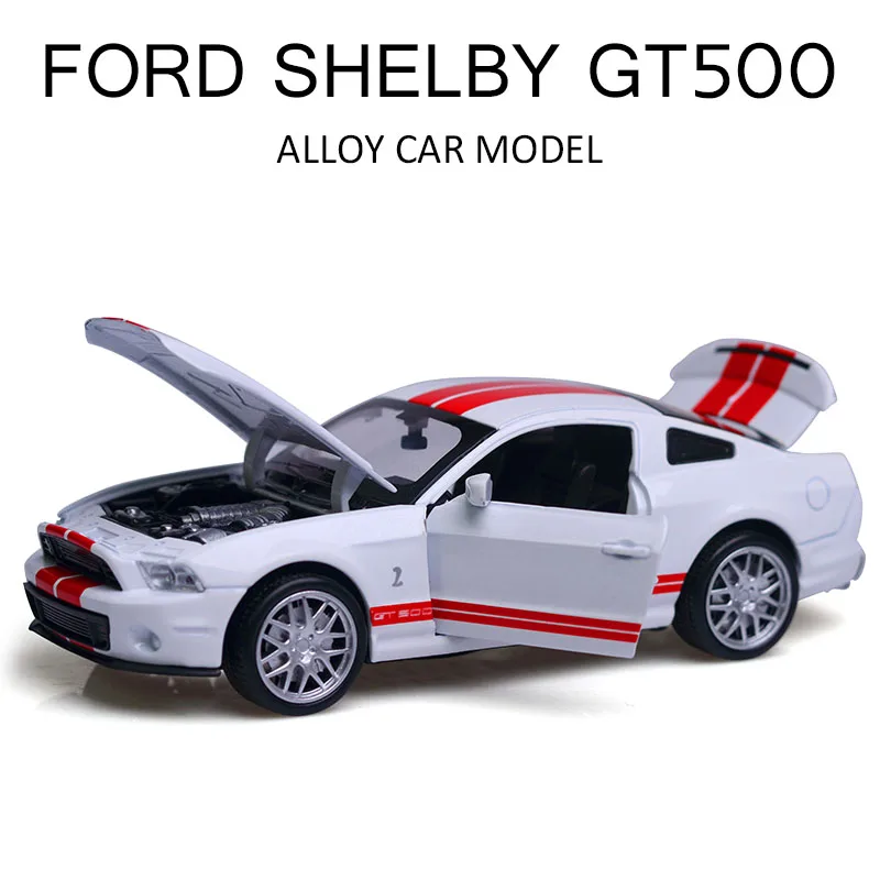 1:32 игрушечный автомобиль Ford Shelby GT500, Металлический Игрушечный Автомобиль из сплава, Diecasts& Toy Vehicles, автомобильный светильник и звуковая модель игрушки для детей - Цвет: white