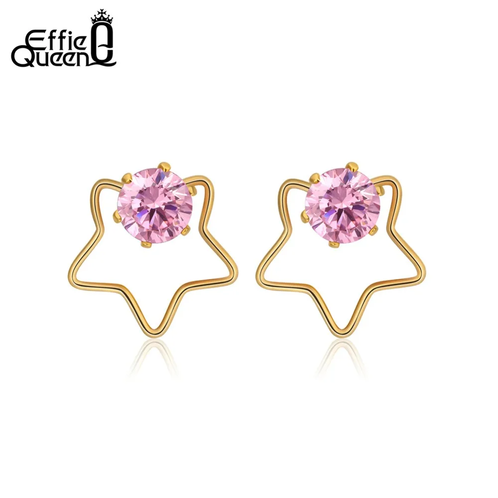 Женские серьги гвоздики Effie Queen из нержавеющей стали 316L с цирконом