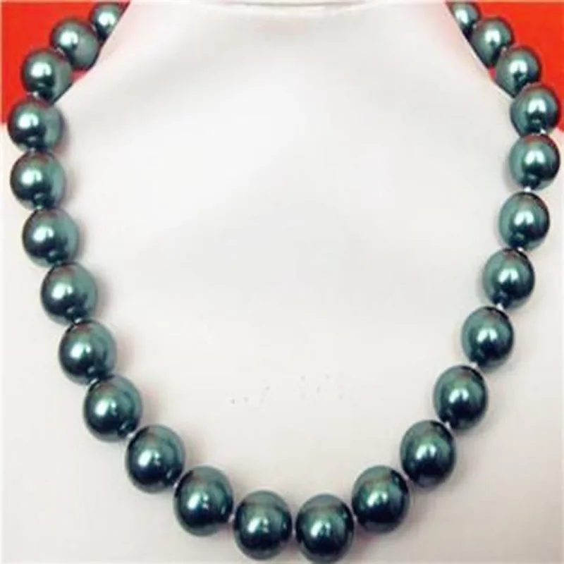 

2018New Women's 14mm Green South Sea Shell Pearl Necklace Pearl Jewelry Rope Chain Necklace Pearl Beads" 18AAA" ''A3236