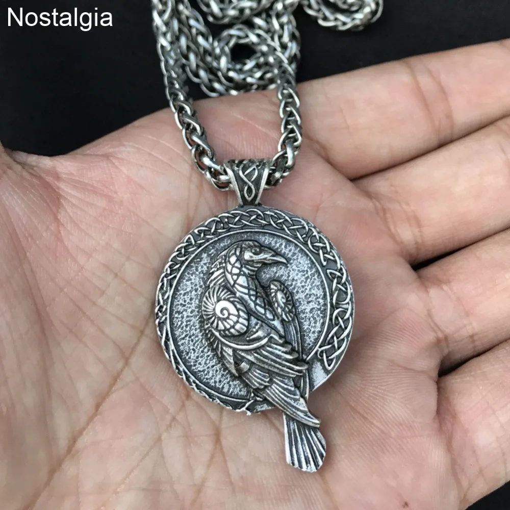 Odin Raven Talisman Amulet колье с кулоном в стиле викингов Wicca Bird Goth Jewelry Runes Neckless Wiccan