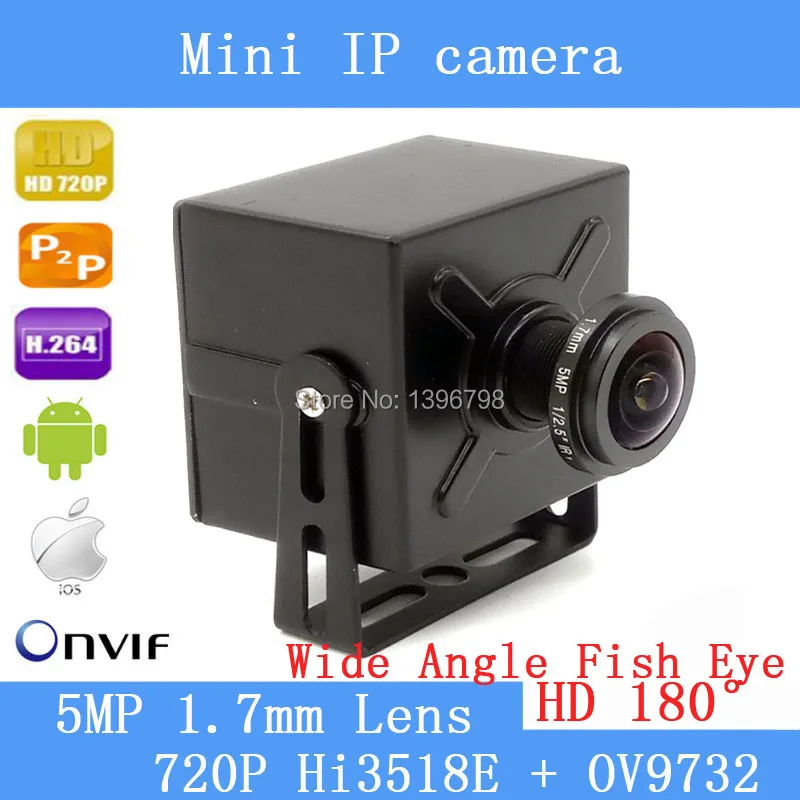 

Wde angle ip camera H.264 onvif p2p180 degree fisheye lens mini ip camera poe 720P hd for indoor security+ 1.7mm 5MP Lens