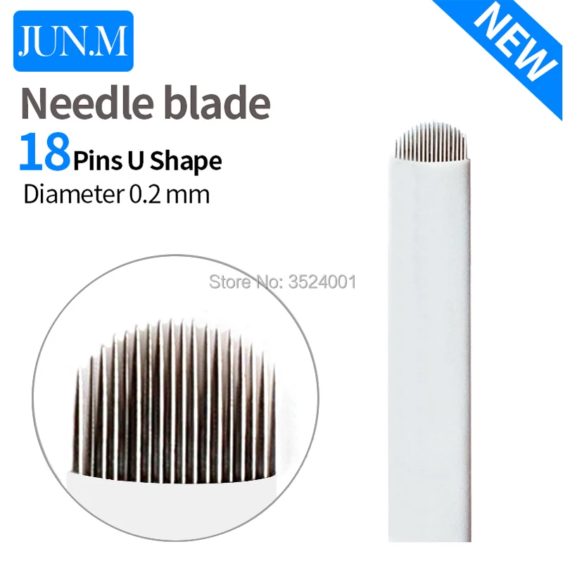 

Free Shipping 18 pins U curve blade Permanent Makeup Manual Eyebrow Tattoo Blades microblading blade 18 Needles x 20pcs