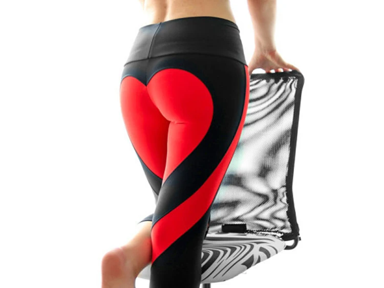 Yoga Pants Women Sexy Heart-Shaped Hip Push Up Sports Leggings For Fitness Women Athletic Running Leggings Plus Size Breathable    