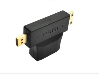 

50pcs/lot HDMI Female (Type A) to Mini Male Type C + Micro Male Type D Splitter Adapter