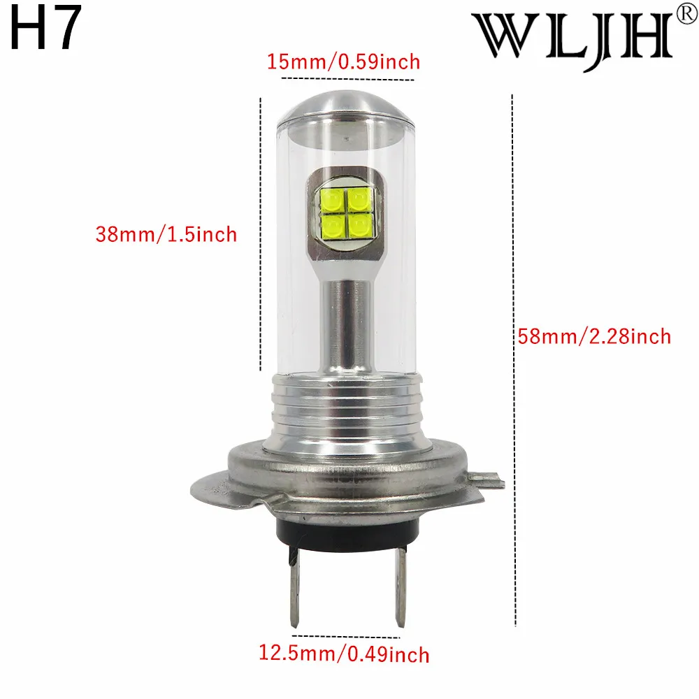 WLJH 2x автомобиль светодиодный T10 H7 H8 H9 H11 9006 881 светодиодный 80 Вт 2000LM светильник автоматической парковки вождения Габаритные огни DRL Противотуманные лампы